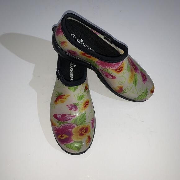 Sloggers Shoes Womens Size 10 Floral Garden Clogs Slip On Waterproof Made USA - Picture 1 of 10